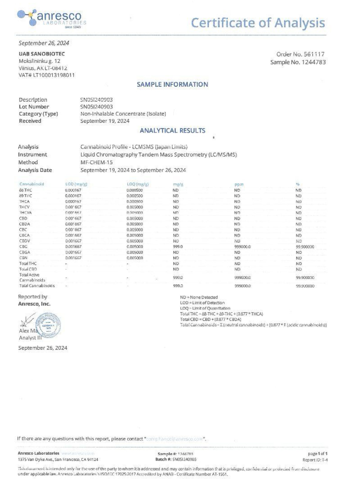 CBG PURE ISOLATE POWDER